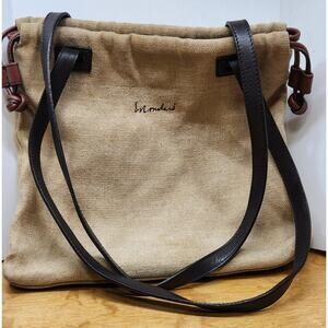 Mondani New York Brown Canvas Handbag Shoulder Bag Purse Simple Classic